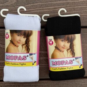 Sz 5/6 Girl's Winter Fashion Tights - White and Black